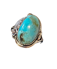 Load image into Gallery viewer, Turquoise &amp; Sterling Silver Floral Ring
