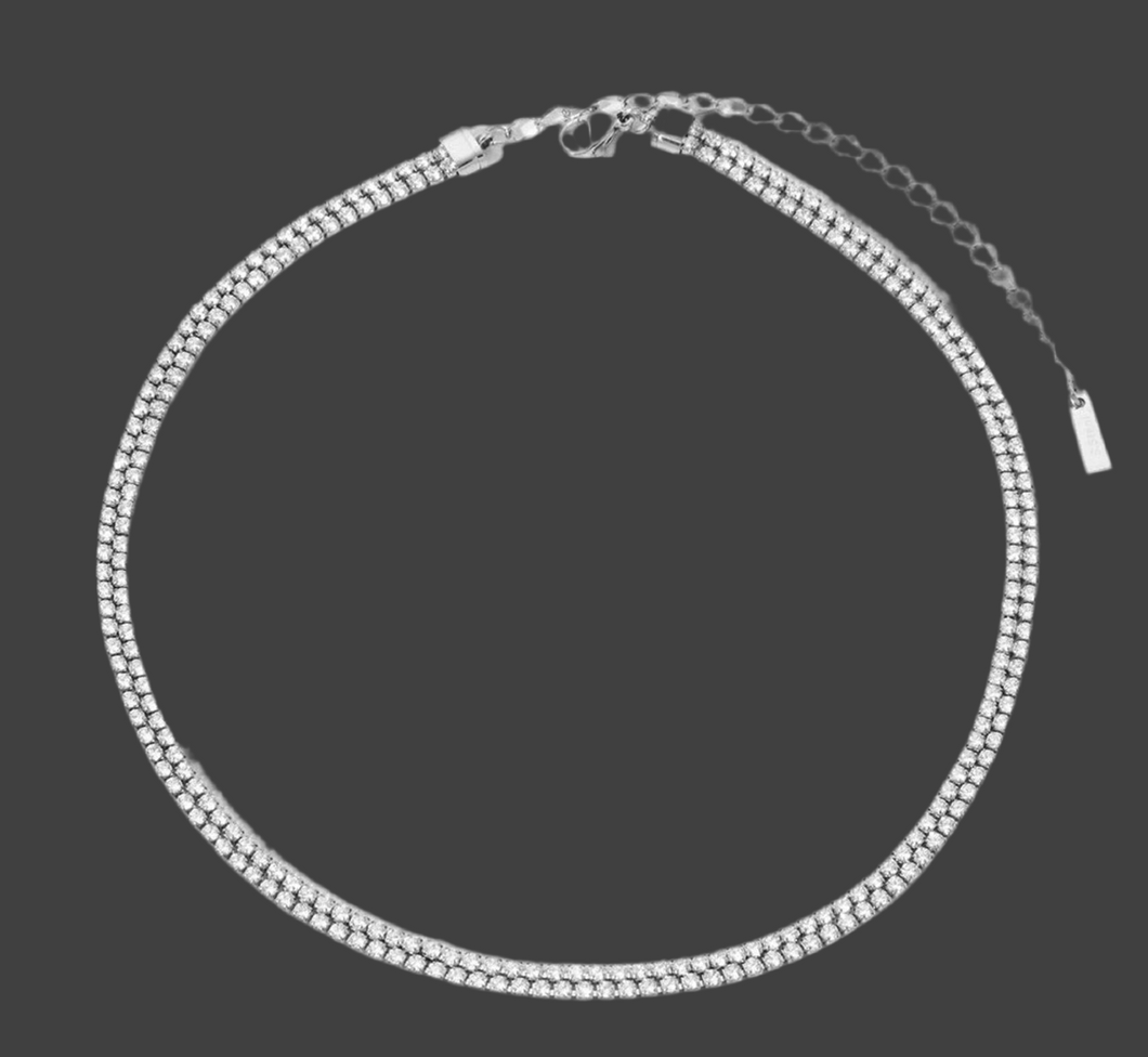 Dazzling Double Row CZ Necklace
