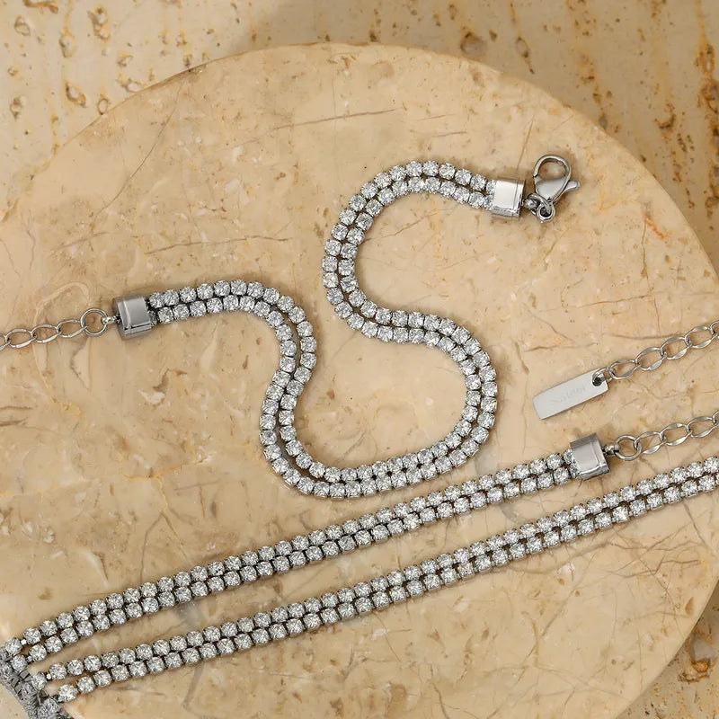Dazzling Double Row CZ Necklace