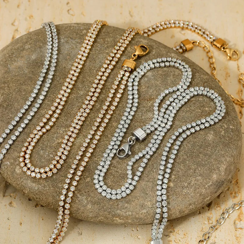 Dazzling Double Row CZ Necklace
