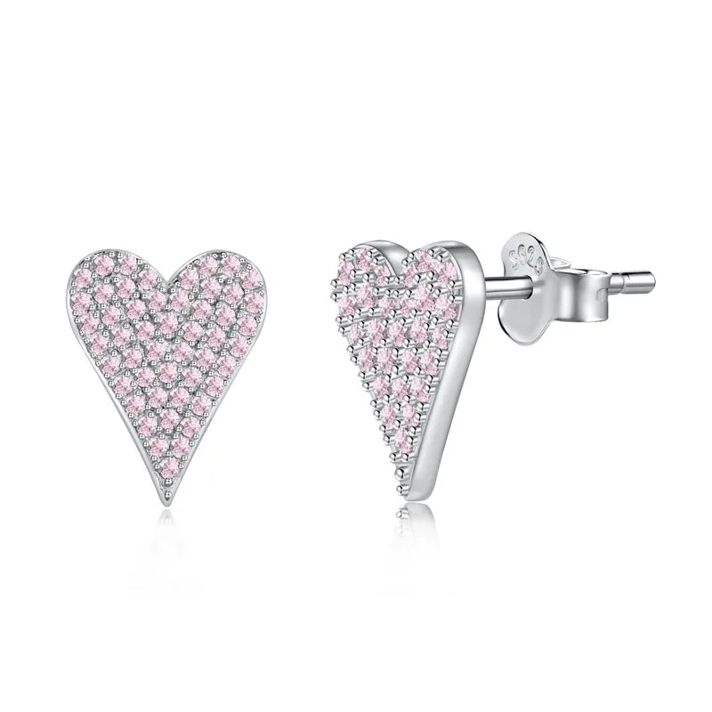 Sterling Silver Crystal Heart Earrings