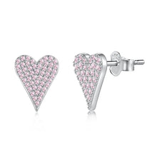 Load image into Gallery viewer, Sterling Silver Crystal Heart Earrings
