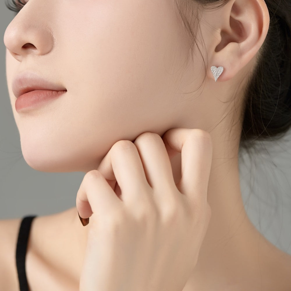 Sterling Silver Crystal Heart Earrings