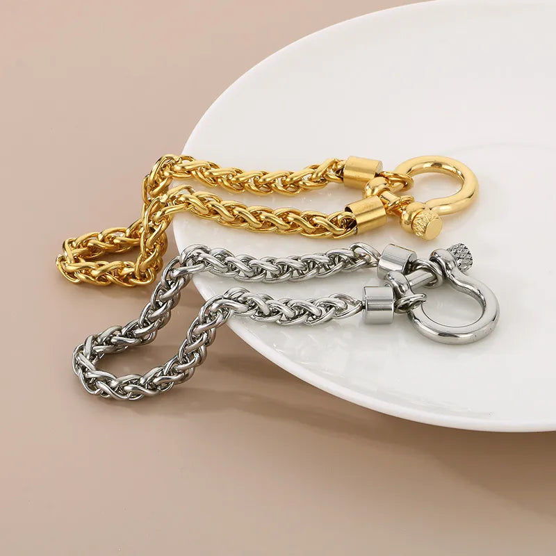 Stainless Steel Horse-bit Clasp Bracelet