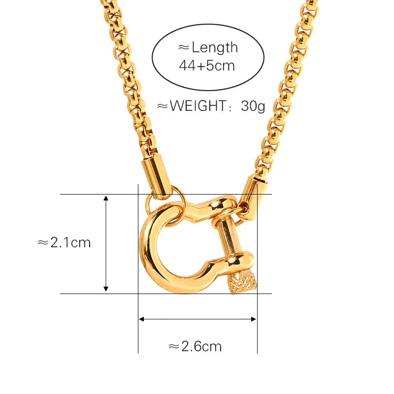 Horse-bit Style Necklace - Titanium Stainless Steel -18K Gold Plated