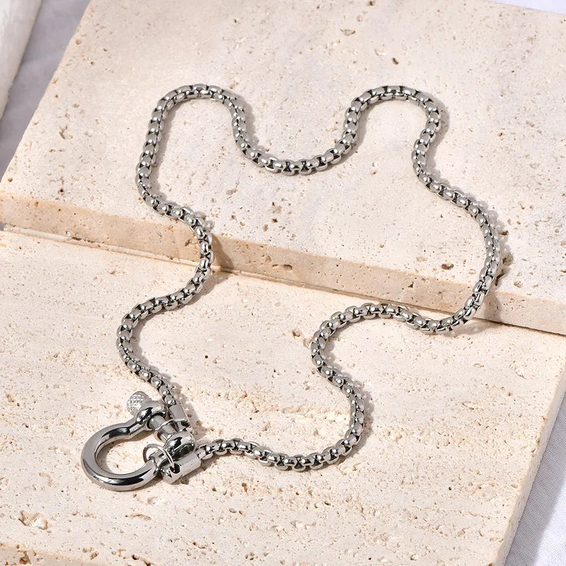 Horse-bit Style Necklace - Titanium Stainless Steel -18K Gold Plated