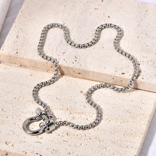 Horse-bit Style Necklace - Titanium Stainless Steel -18K Gold Plated