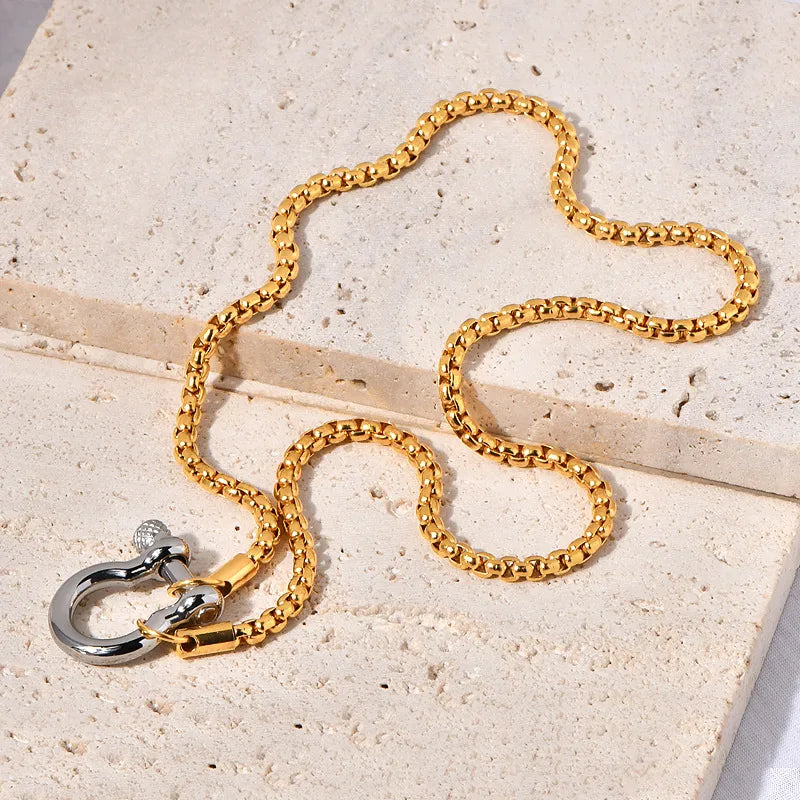 Horse-bit Style Necklace - Titanium Stainless Steel -18K Gold Plated