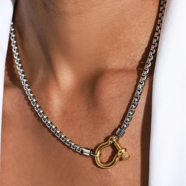 Horse-bit Style Necklace - Titanium Stainless Steel -18K Gold Plated