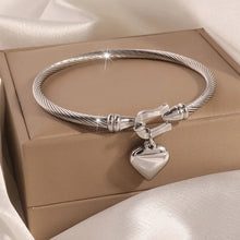 Load image into Gallery viewer, Silver Heart Coil Style Bangle
