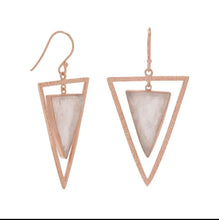 Load image into Gallery viewer, Rose Quartz Triangle Earrings
