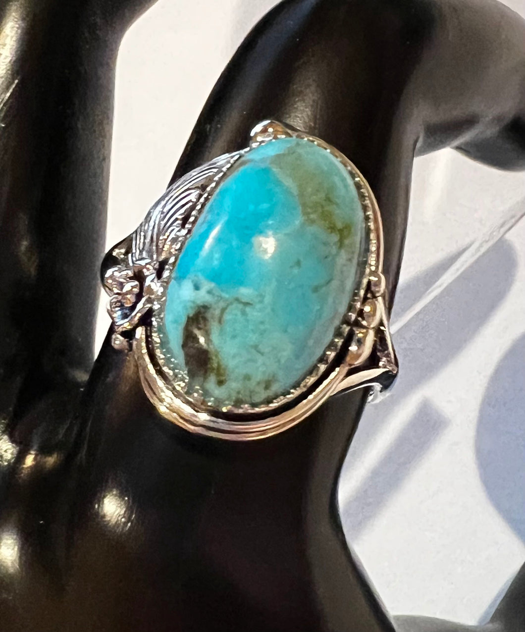 Turquoise & Sterling Silver Floral Ring