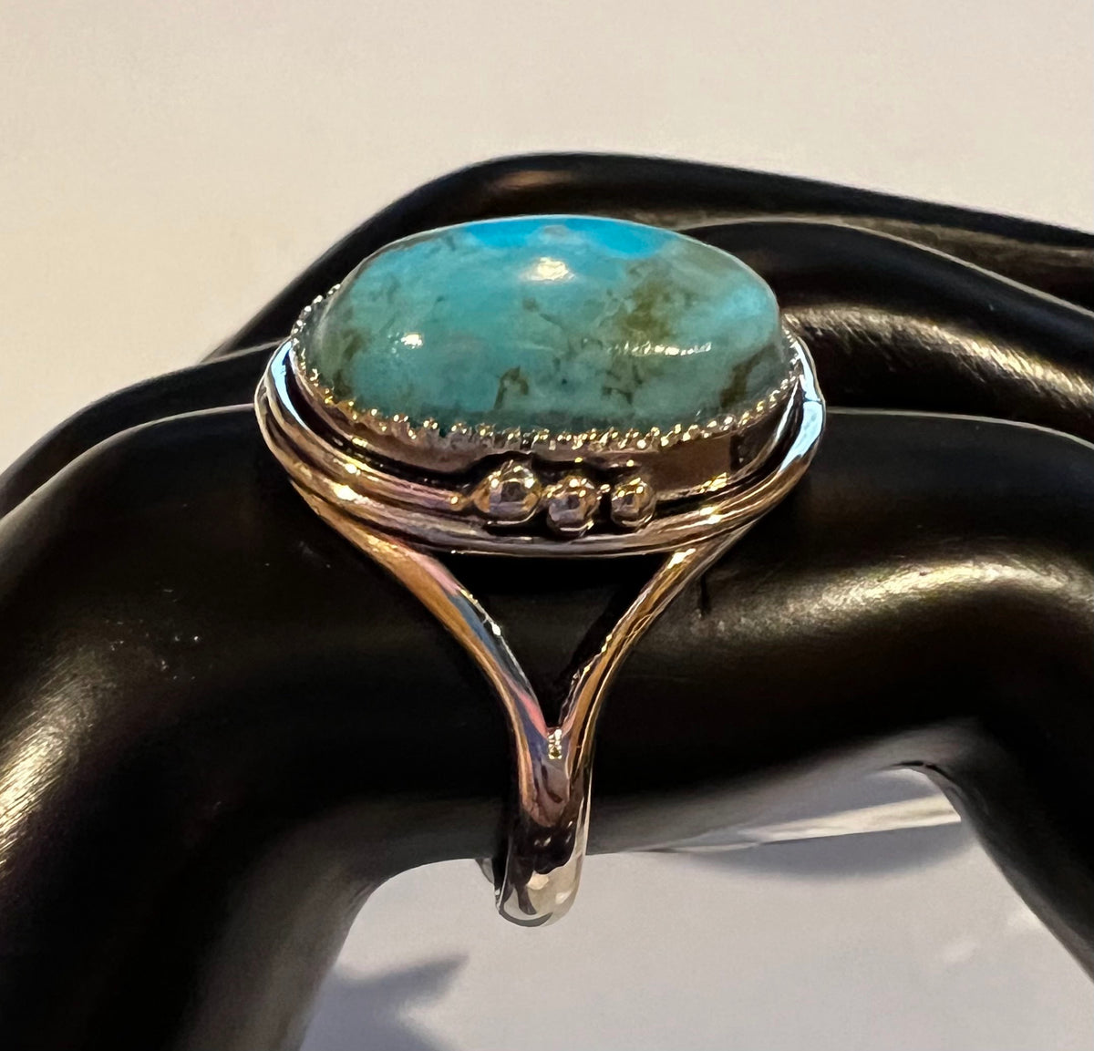 Turquoise & Sterling Silver Floral Ring
