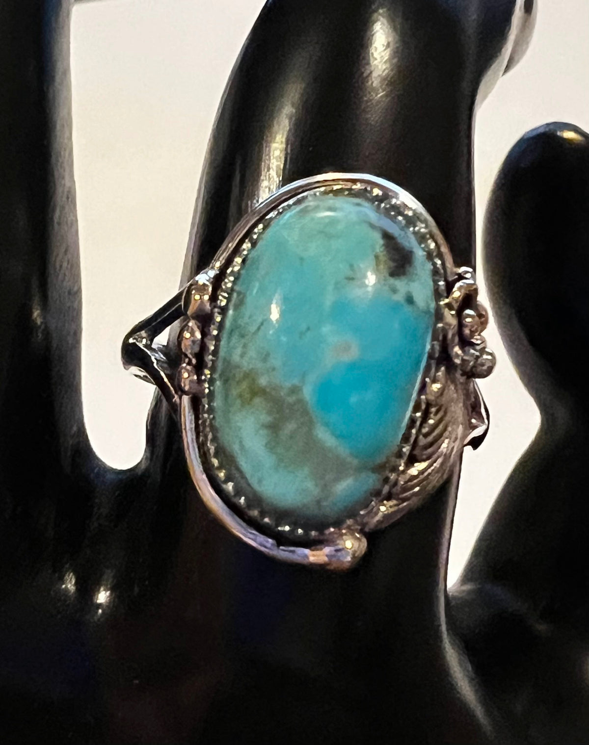 Turquoise & Sterling Silver Floral Ring