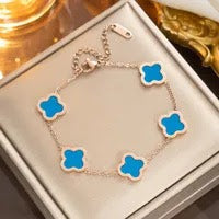 Clover Style Bracelet - Rose Gold-Blue