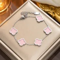 Clover Style Bracelet - Silver-Pink