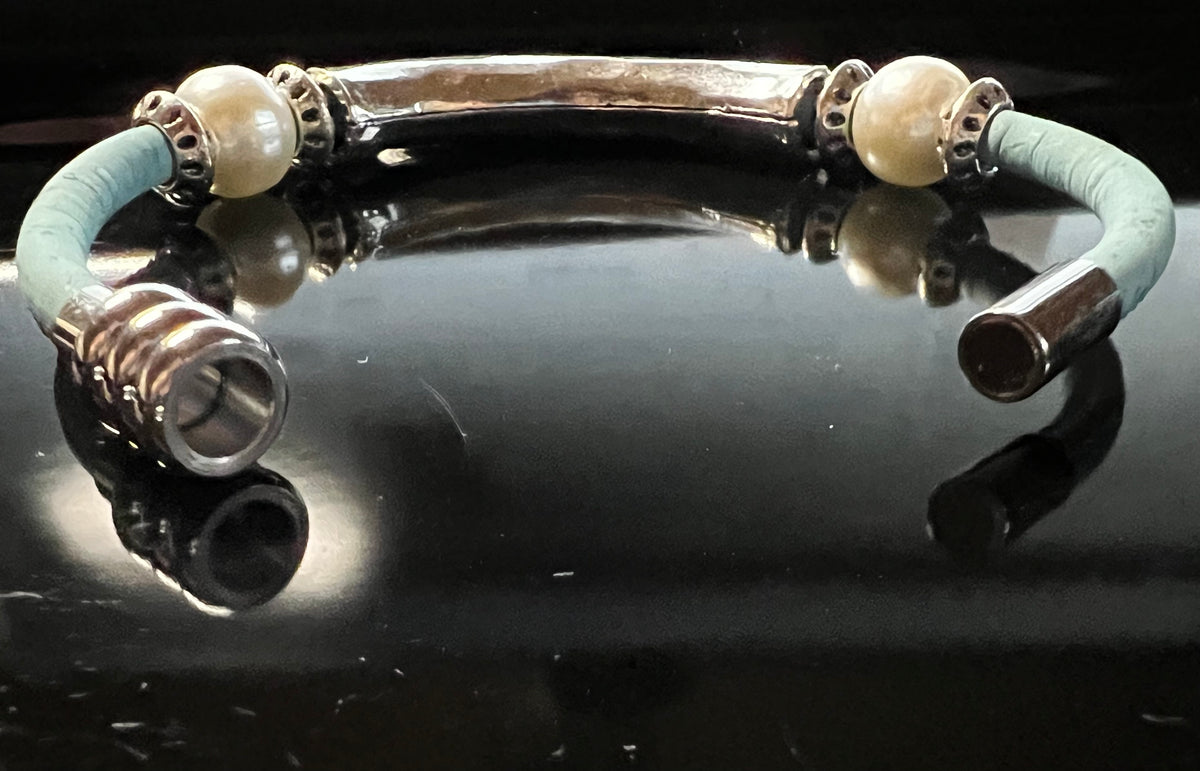 Sea Ranch Jewelry's Chunky Beaded Cork Bracelet - SkyBlue