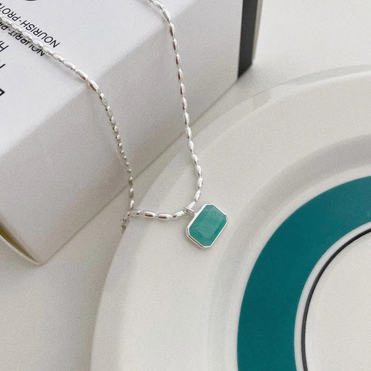 Dainty Sterling Necklace with Amazonite Stone
