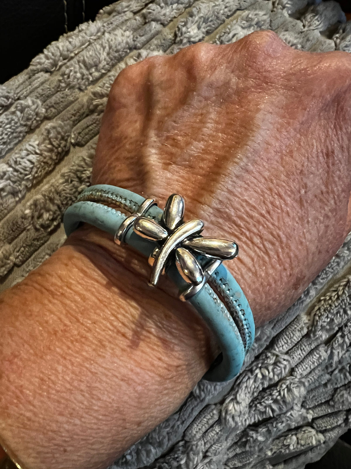 Dragonfly Cork Bracelet - Sky Blue - by Sea Ranch Jewelry