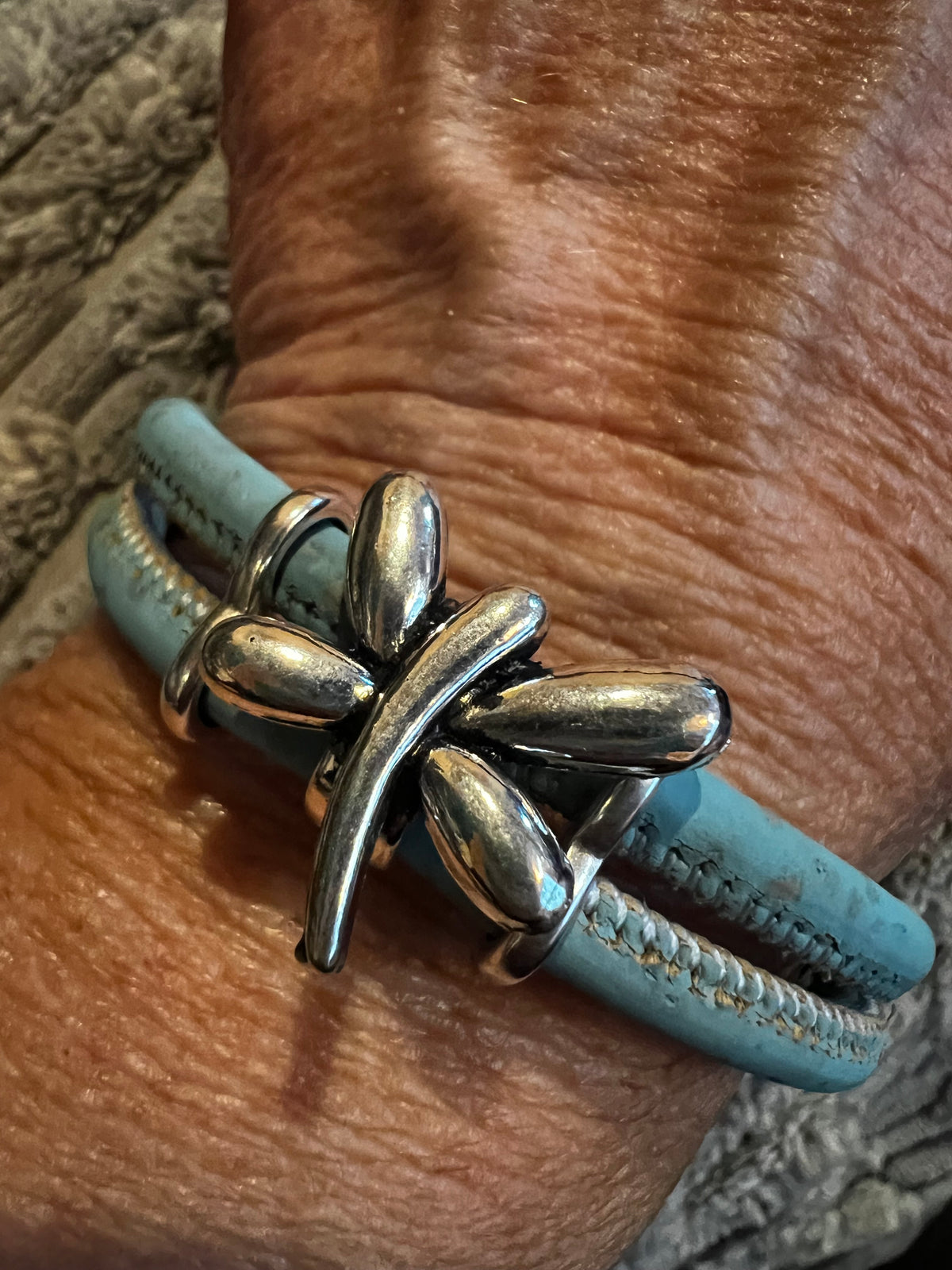 Dragonfly Cork Bracelet - Sky Blue - by Sea Ranch Jewelry