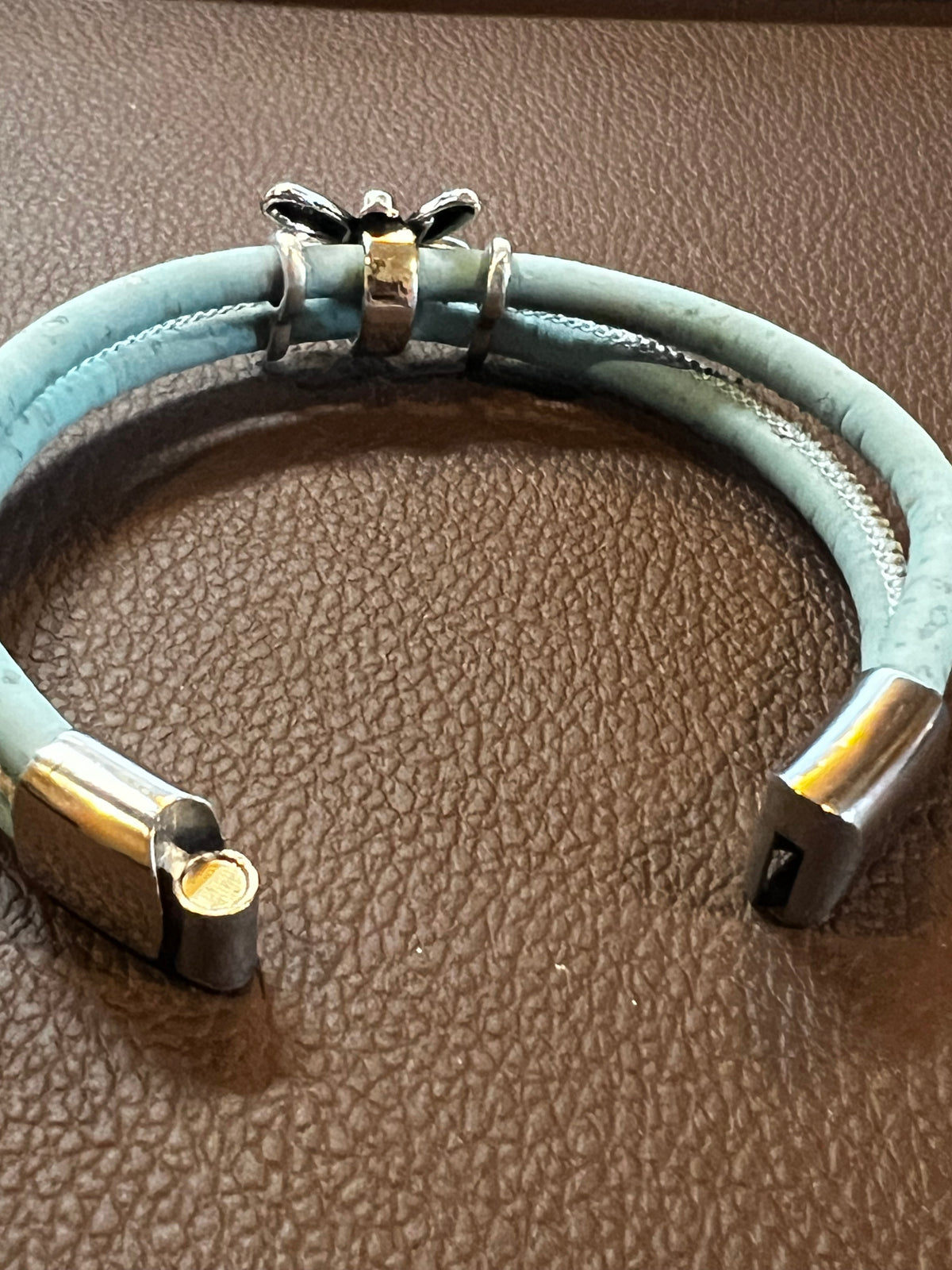 Dragonfly Cork Bracelet - Sky Blue - by Sea Ranch Jewelry
