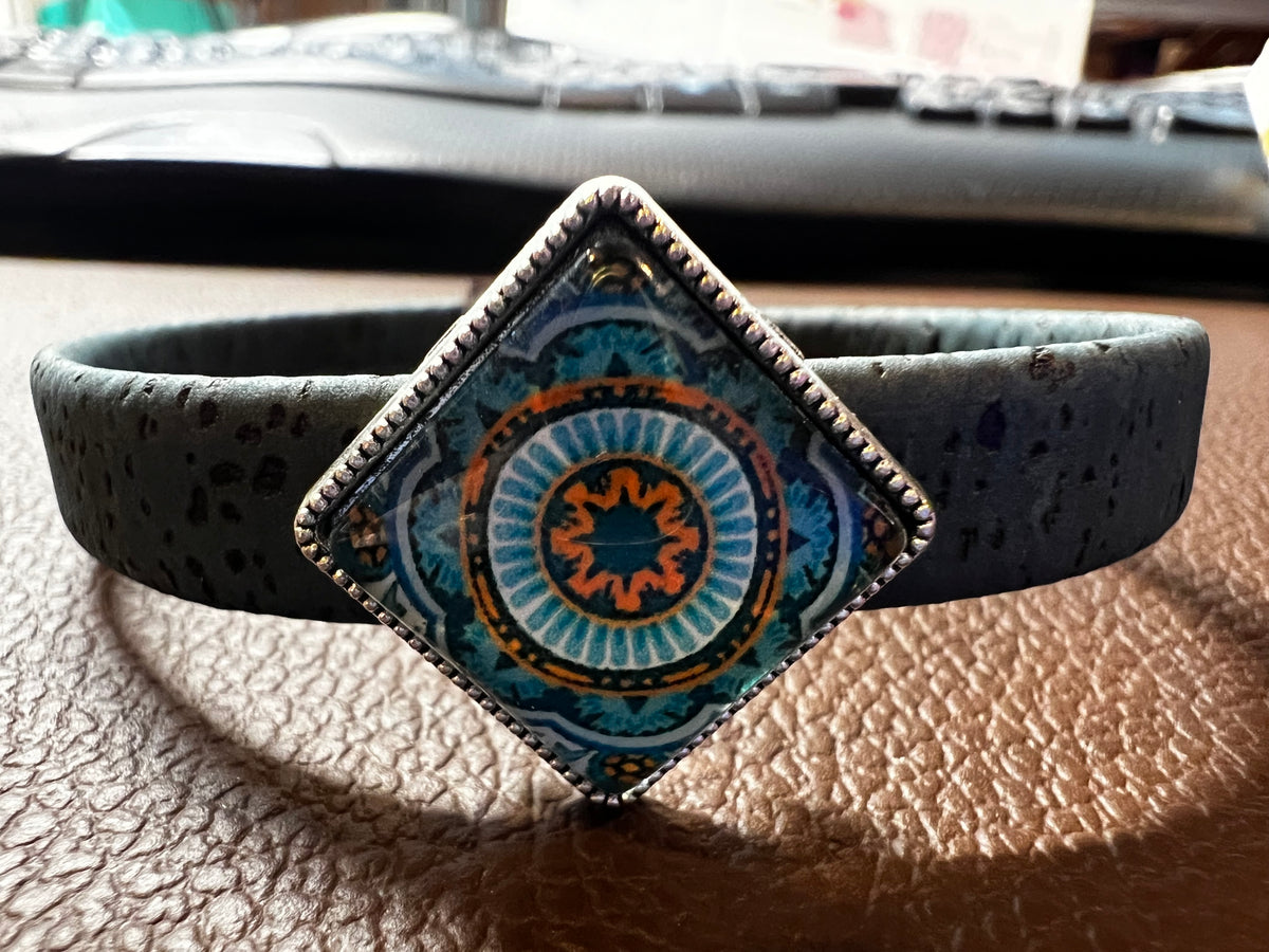 Boho Cork & Tile Bracelet - Turquoise by Sea Ranch Jewelry