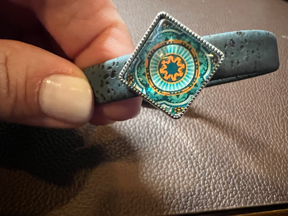 Boho Cork & Tile Bracelet - Turquoise by Sea Ranch Jewelry