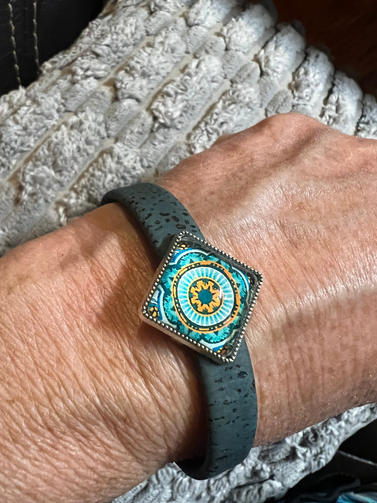 Boho Cork & Tile Bracelet - Turquoise by Sea Ranch Jewelry