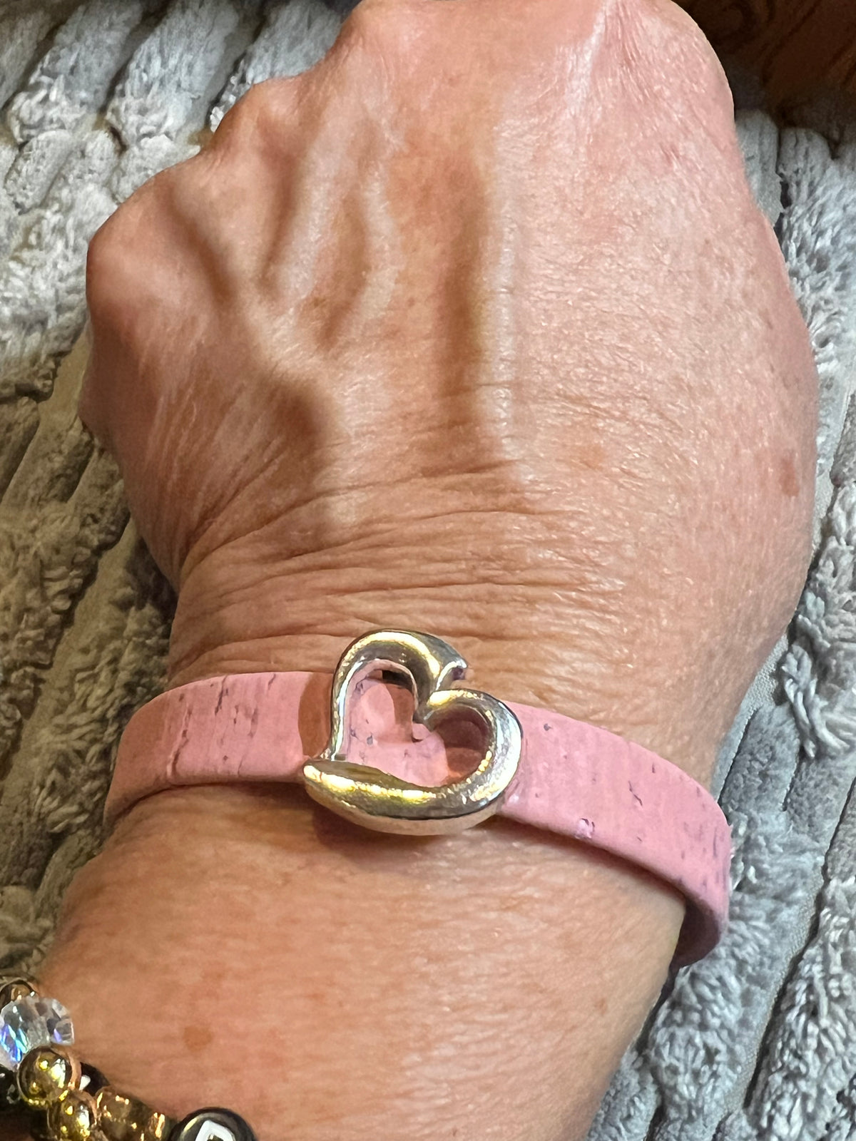 Boho Heart Cork Bracelet - Pink