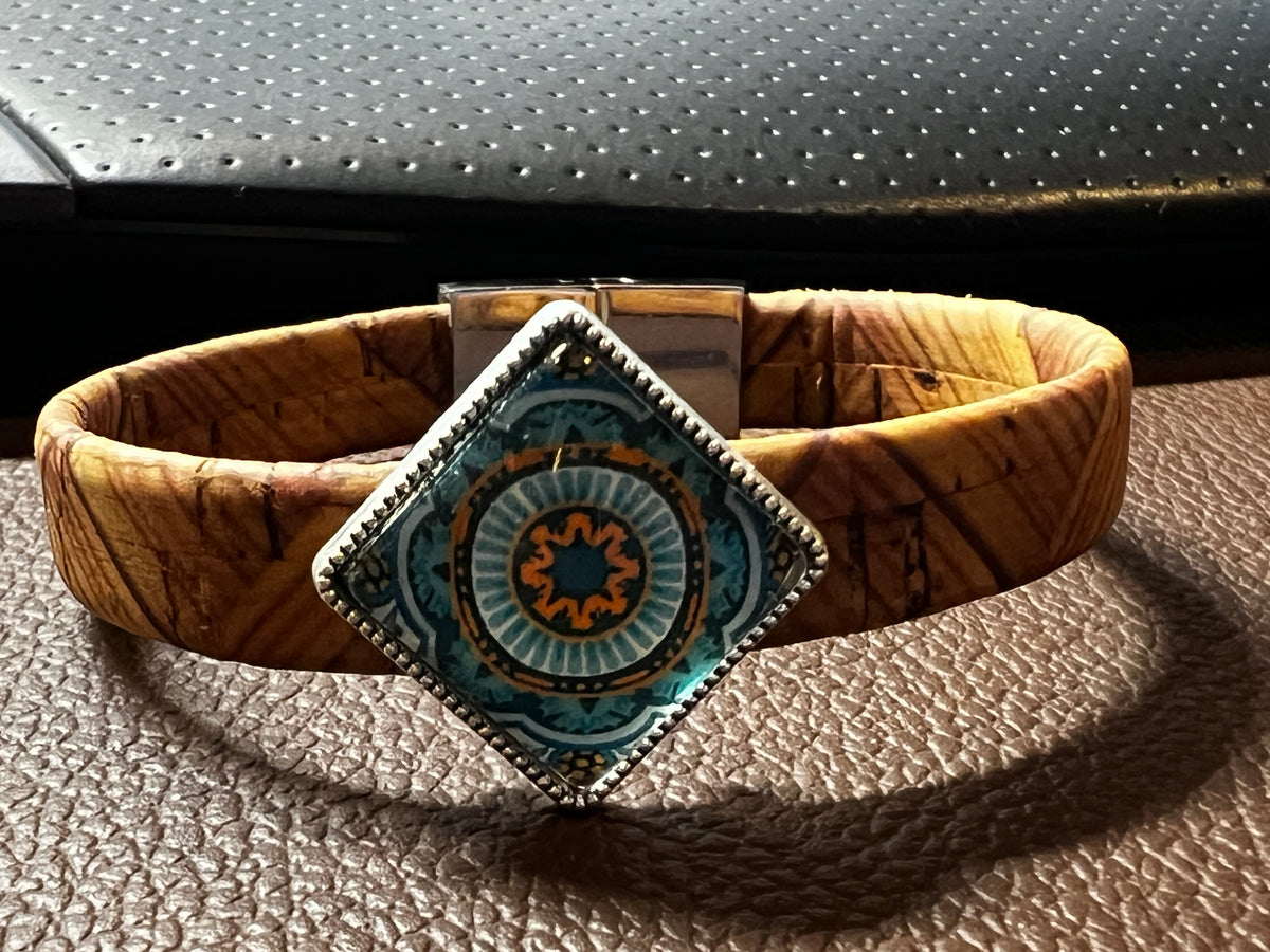 Boho Cork Tile Bracelet - Natural - by Sea Ranch Jewelry
