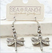 Load image into Gallery viewer, Dragonfly Charm Earrings by Sea Ranch Jewelry
