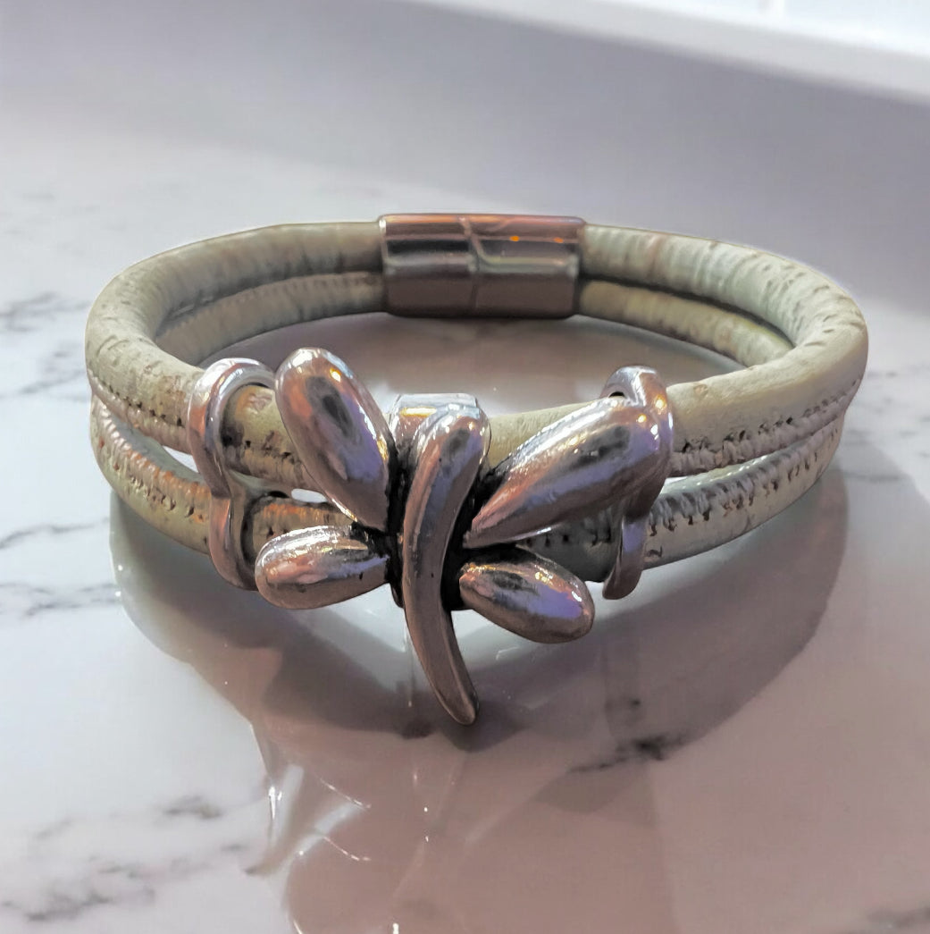 Dragonfly Cork Bracelet - Seafoam - by Sea Ranch Jewelry