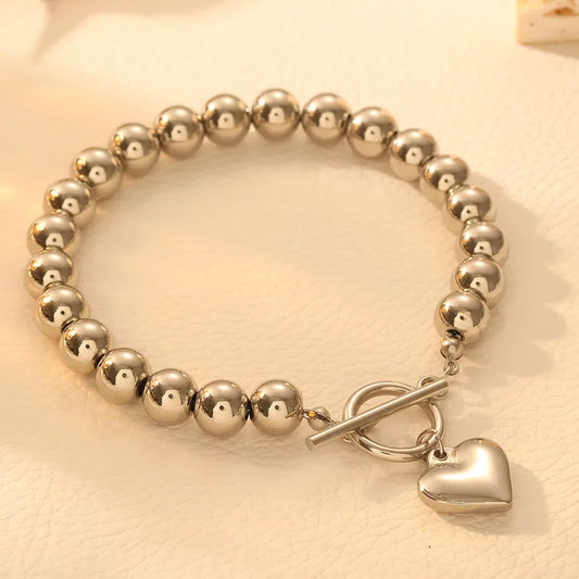 Titanium Beaded Heart Bracelet