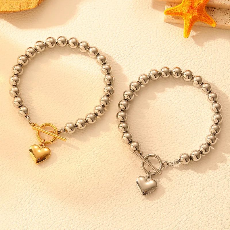 Titanium Beaded Heart Bracelet