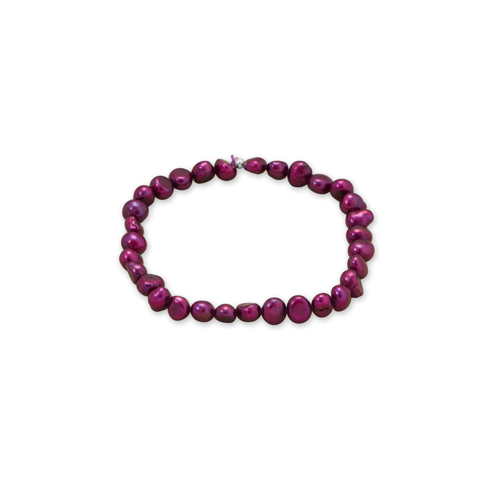 Plum Cultured Freshwater Pearl Stretch Bracelet