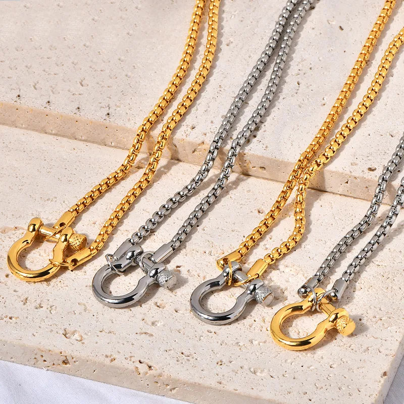 Horse-bit Style Necklace - Titanium Stainless Steel -18K Gold Plated
