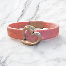 Load image into Gallery viewer, Boho Heart Cork Bracelet - Pink
