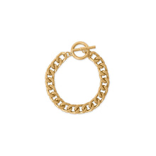 Load image into Gallery viewer, 8&quot; Gold Tone Curb Chain Toggle Bracelet
