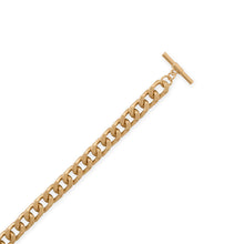 Load image into Gallery viewer, 8&quot; Gold Tone Curb Chain Toggle Bracelet
