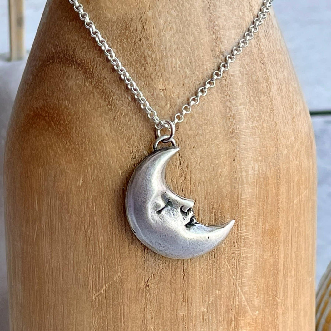 Sterling Silver Crescent Moon Necklace by Heidi J Hale