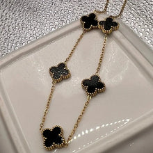 Load image into Gallery viewer, 18k Gold Plated Clover Style Necklace - Gold &amp; Black
