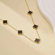 Load image into Gallery viewer, 18k Gold Plated Clover Style Necklace - Gold &amp; Black
