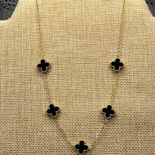 Load image into Gallery viewer, 18k Gold Plated Clover Style Necklace - Gold &amp; Black
