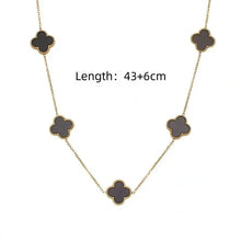 Load image into Gallery viewer, 18k Gold Plated Clover Style Necklace - Gold &amp; Black
