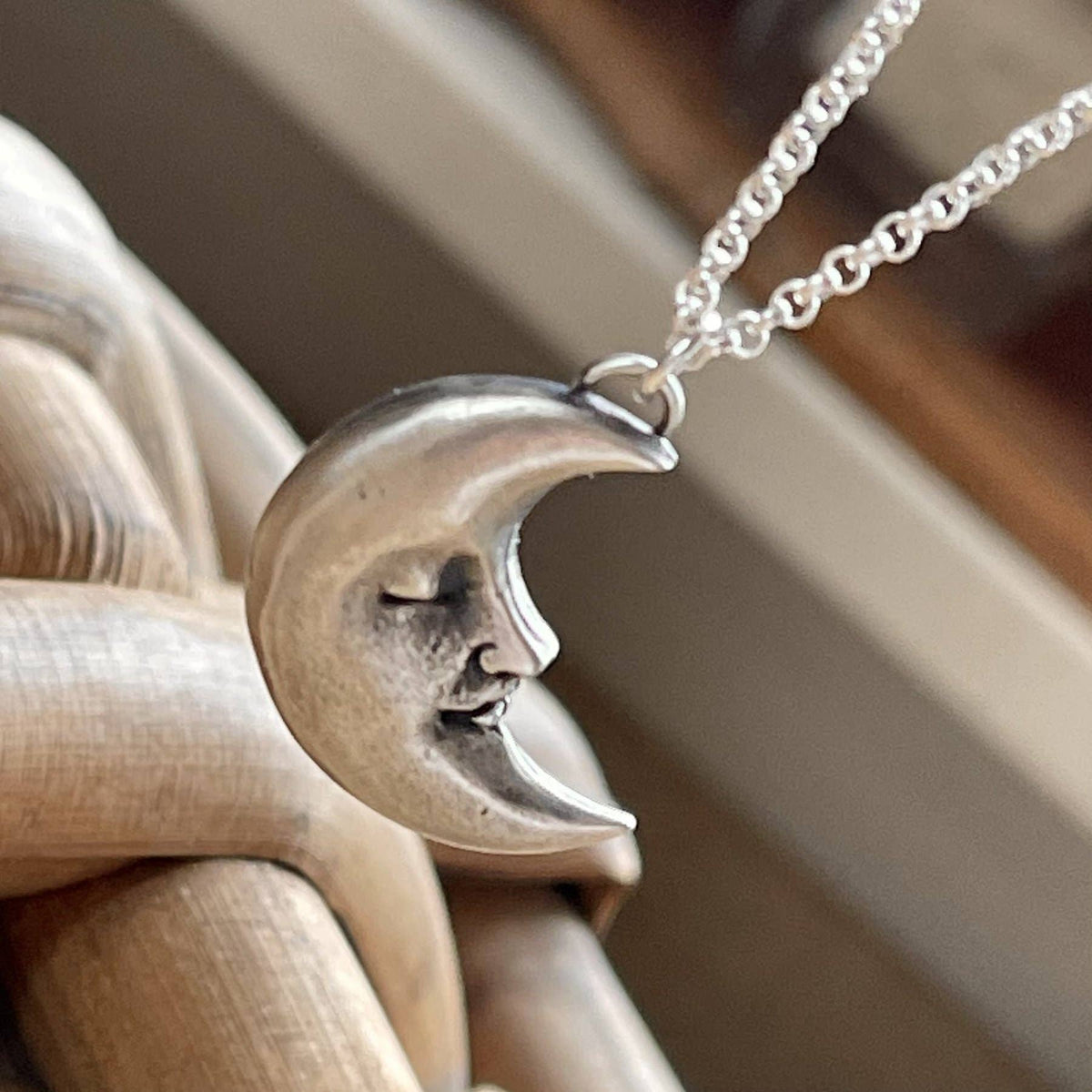 Sterling Silver Crescent Moon Necklace by Heidi J Hale