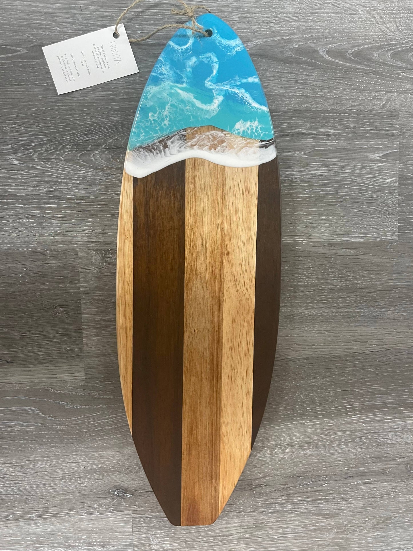 Surf's Up Acacia Wood Cheese Board - Large by Nikita Fine ARt