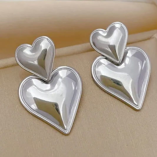 Double Heart Earrings – Stainless Steel