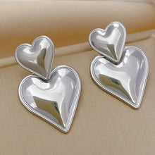 Load image into Gallery viewer, Double Heart Earrings – Stainless Steel
