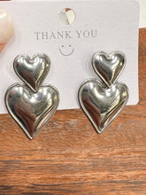 Load image into Gallery viewer, Double Heart Earrings – Stainless Steel
