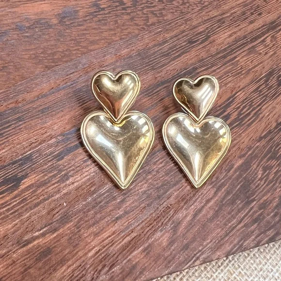 Double Heart Earrings – Stainless Steel